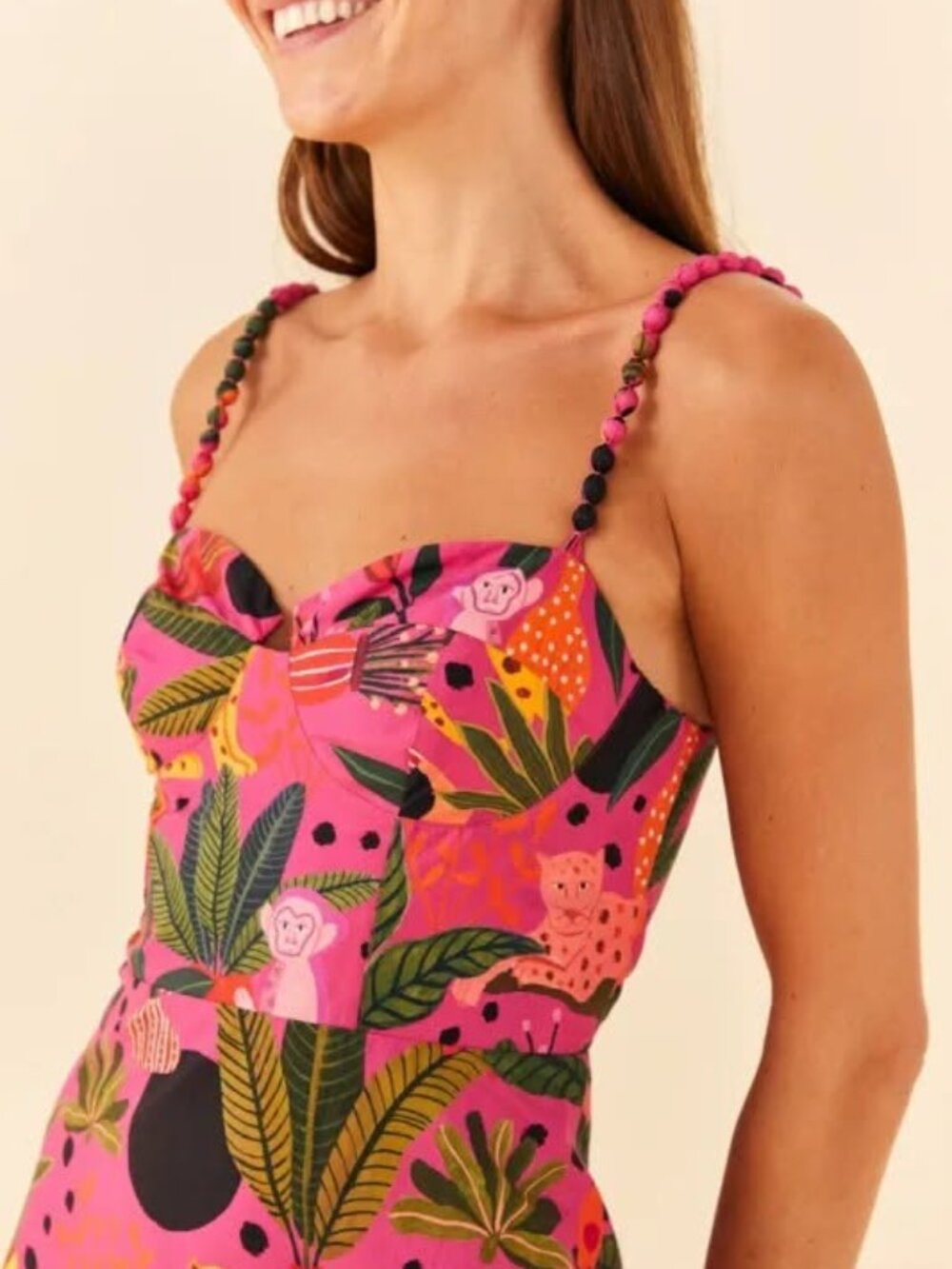 FARM Rio Stunning Pink Pop Leopards Midi Dress sz M NWT - Picture 4 of 8
